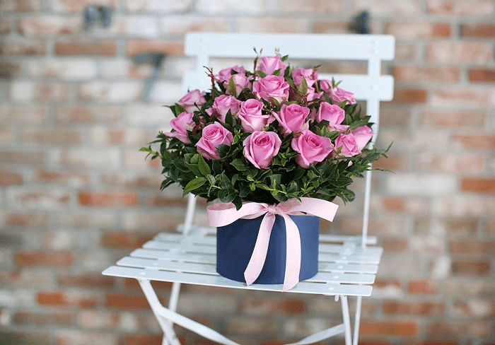 韓国 花お届け代行 フラワーボックス ピンク 豊かなピンクのバラ パッピンス サイン会 ファンクラブ代行